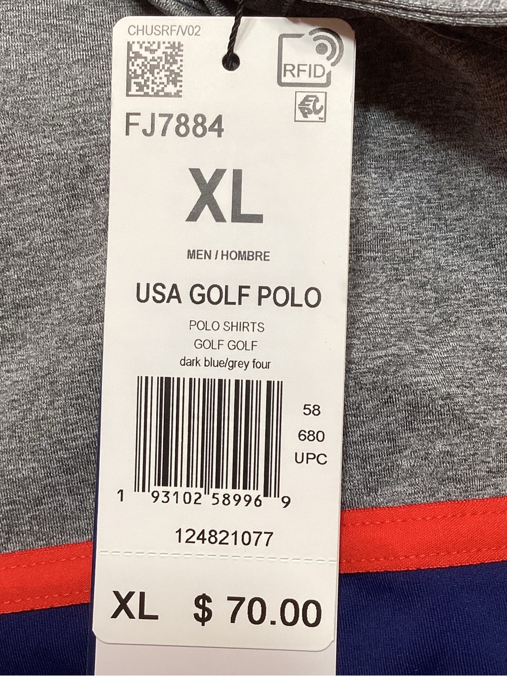 adidas Golf USA Olympic Polo Shirt Men’s XL NWT Blue Gray Colorblock UPF 50 NEW - Picture 13 of 13